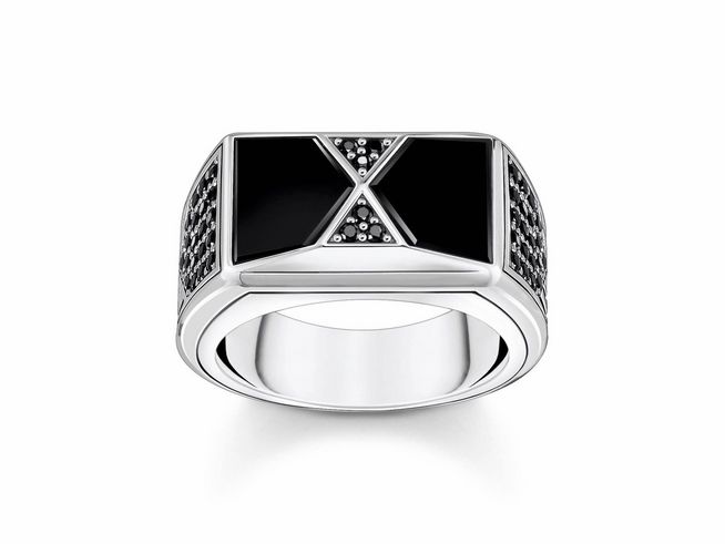 Thomas Sabo TR2430-508-11-68 Ring - Silber geschw. + Achat + Zirkonia - schwarz - Gr. 68