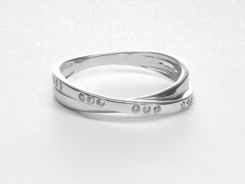 Silber Ring - Doppelringe - Sterling Silber - verschlungen - Zirkonia - Gr. 50