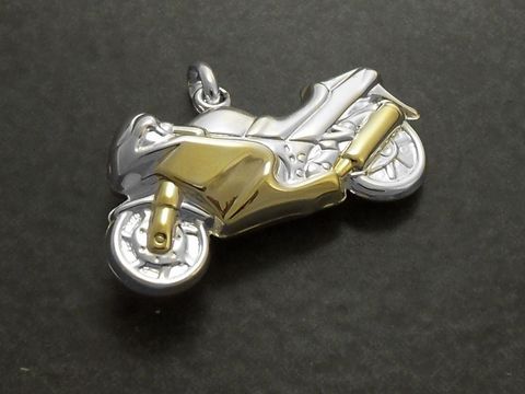 Motorrad Anhänger - Sterling Silber - bicolor