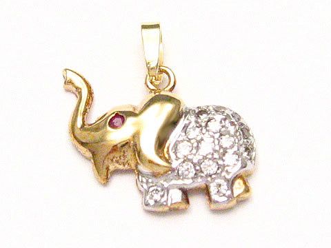 Elefant - mittel - Gold 585 Anhänger - Elephantidae