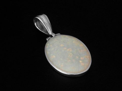 Silber Anhänger - Oval - synthetischer Opal - hinreißend