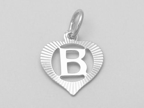 Herz Buchstabe B - Silber Anhänger - 925 Silber - diamantiert