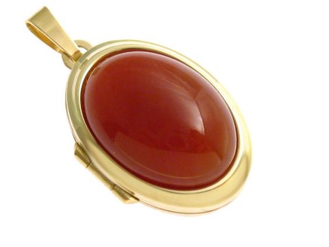 Karneol Cabochon - Gold 585 Medaillon