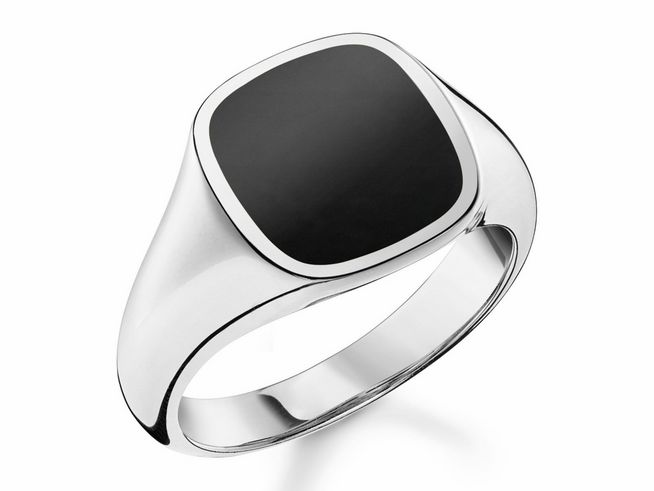 Thomas Sabo Ring TR2332-024-11-58 Sterling Silber + Onyx schwarz - Gr. 58