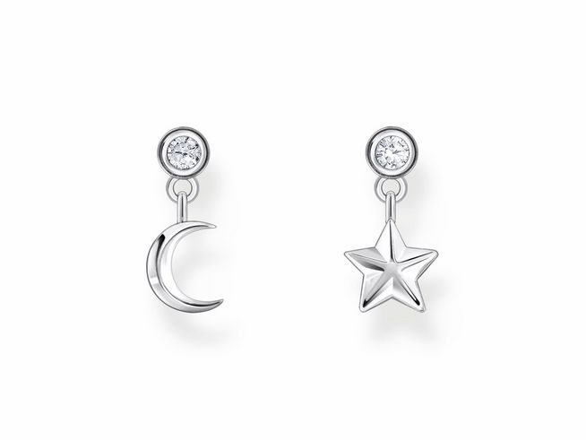 Thomas Sabo Essentials H2293-051-14 Ohrstecker - Ohrstecker Mond & Stern - Silber & Zirkonia - Weiß