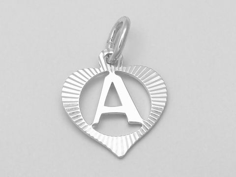 Herz Buchstabe A - Silber Anhänger - 925 Silber rho. - diamantiert