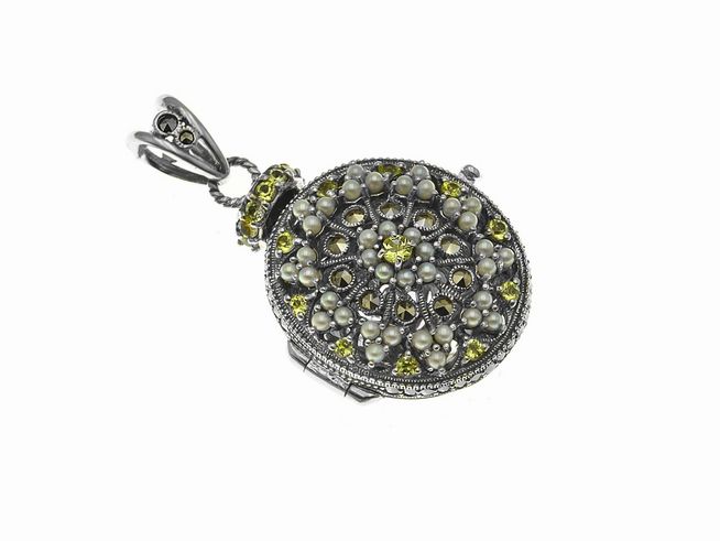 Medaillon Peridot königlich nostalgisch Sterling Silber