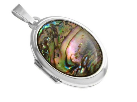 Perlmutt Cabochon rhod. Sterling Silber Medaillon bunt