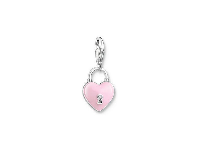 Thomas Sabo 2071-691-9 Charm-Anhänger - Herzschloss - Silber gesch. & Emaille & Zirkonia - Rosa-Pink