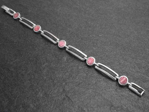 Silberarmband modern 18,5 cm Anker - Rhodochrosit