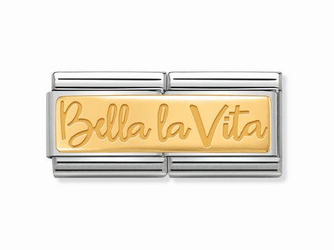 Nomination - 030710 04 - DOUBLE Classic - Bella la Vita - Schriftzug - Gold