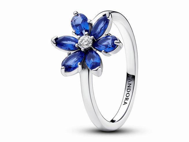 Pandora 193000C01-56 - Funkelndes Herbarium Cluster Ring - Sterling Silber - Steinmix Blau - Gr. 56