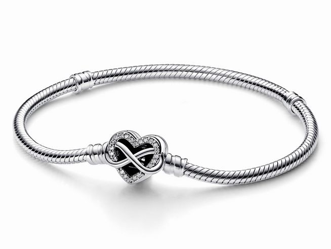 Pandora 592645C01-17 Schlangen-Armband - Unendlichkeits-Herzverschluss- 17 cm - Sterling Silber