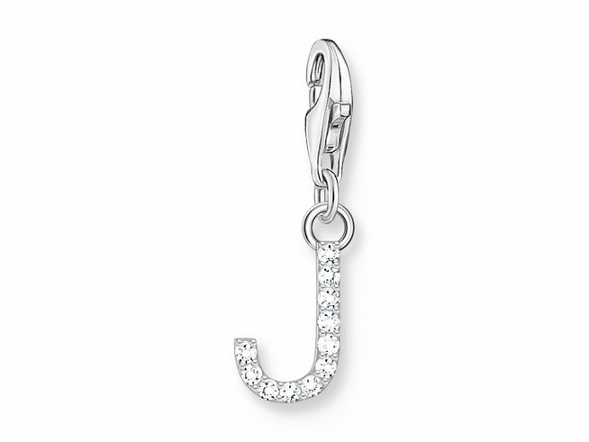 Thomas Sabo 1949-051-14 Charm-Anhänger - funkelnder Buchstabe J - Silber & Zirkonia - Weiß