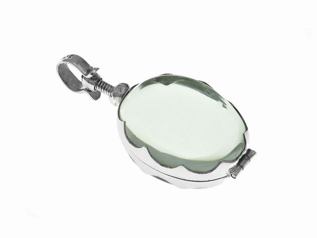 Glas Medaillon - Sterling Silber Anhänger - Medallion -