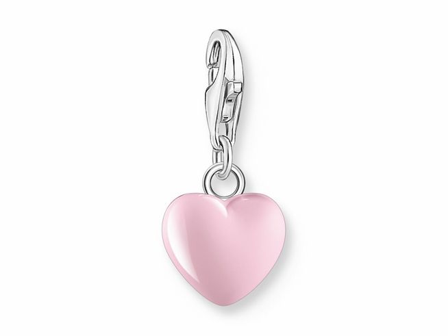 Charm-Anhänger von Thomas Sabo in Herzform aus Silber mit rosa-pinker Emaille-Oberfläche. Ideal für eine persönliche Schmuckkollektion und als Geschenk. Neuheiten für Schmuckliebhaber.