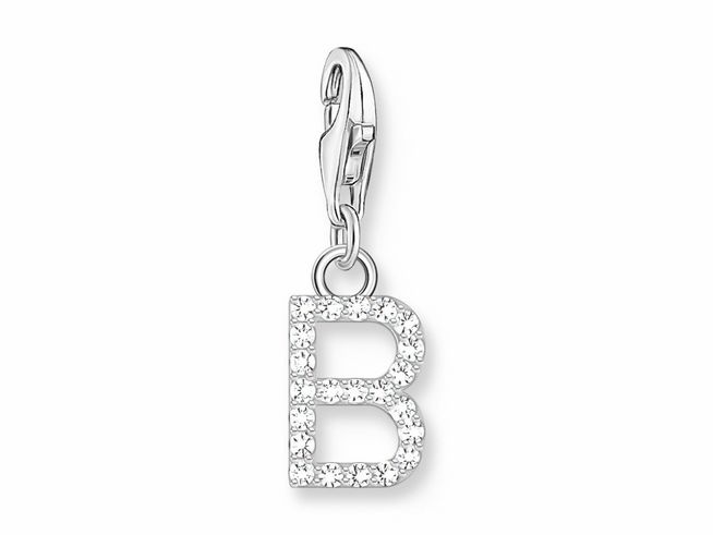 Thomas Sabo 1942-051-14 Charm-Anhänger - funkelnder Buchstabe B - Silber & Zirkonia - Weiß