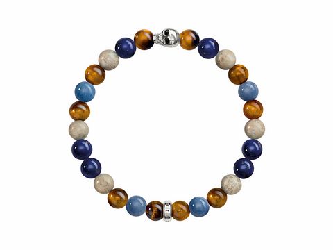 Thomas Sabo A1532-926-7-L17 - Armband - Dumortierit, Tigerauge, imitierter Lapislazuli, Jaspis - 17 cm - Silber geschwärzt