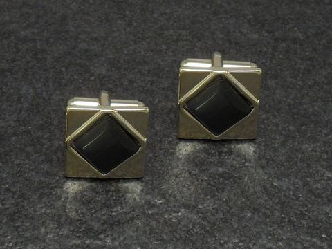 Manschettenknöpfe - GRAU - DESIGN - 16,5 mm - goldfarben