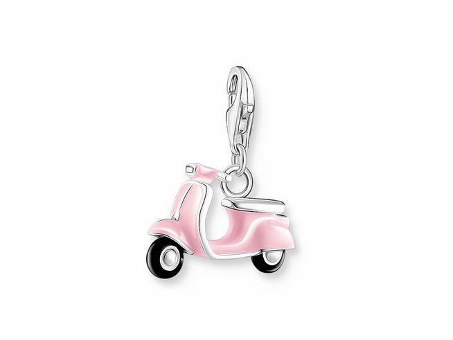 Thomas Sabo 1992-007-9 Charm-Anhänger - Holiday Vibes - Motorroller - Silber & Emaille - Rosa-Pink