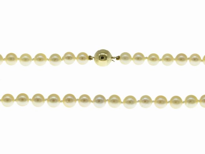 Perlenkette - Zuchtperlen 7-7,5 mm - Creme-Champagner - 47 cm - Gold 585