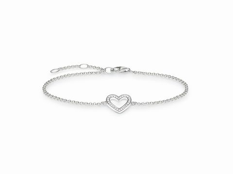 Thomas Sabo - SCA150153 - Armband, längenverstellbar 16,5/18/19,5 cm - Herz offen - 925 Sterling Silber, Zirkonia weiß