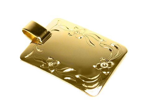 Echter Gold Anhänger 333 23x18 mm -Gravurplatte-