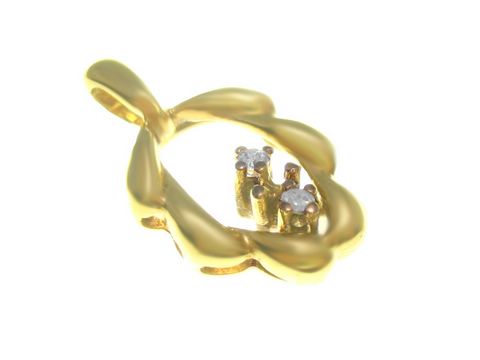 Gold Anhänger - Gold + Diamant 0,04 ct - poliert