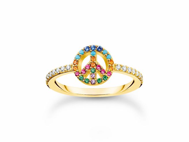 Thomas Sabo TR2373-488-7-54 - Ring - Sterling Silber verg. Gelbgold - Rainbow - Regenbogen - Gr. 54