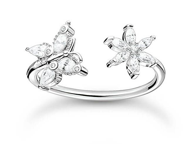 Thomas Sabo Charming Schmetterling Ring - TR2355-051-14-56 - Sterling Silber + Zirkonia weiß - Gr. 56