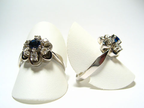 Silber Ring rhodiniert -Steine- in weiß & blau