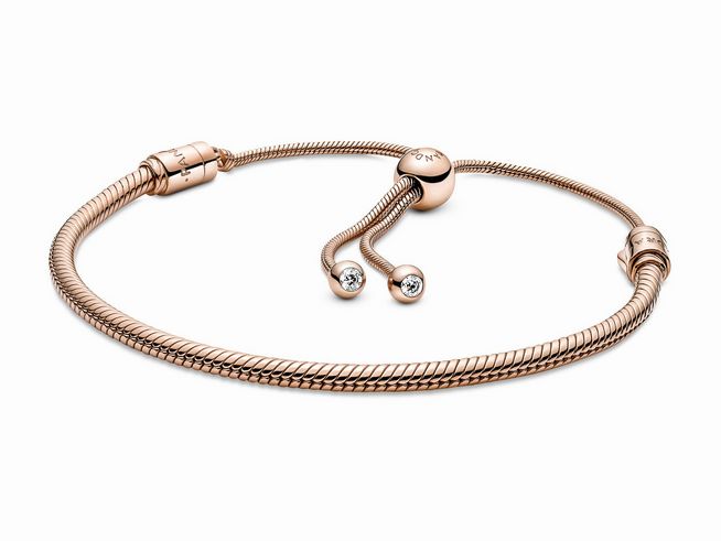 Pandora 589652C01-2 - Pandora Schiebeverschluss Schlangen-Gliederarmband - Roségold Vergoldung - Zirkonia 28 cm