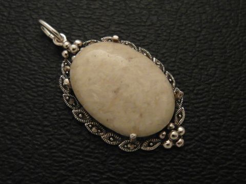 Cabochon - Riverstone - Silber Medaillon Anhänger