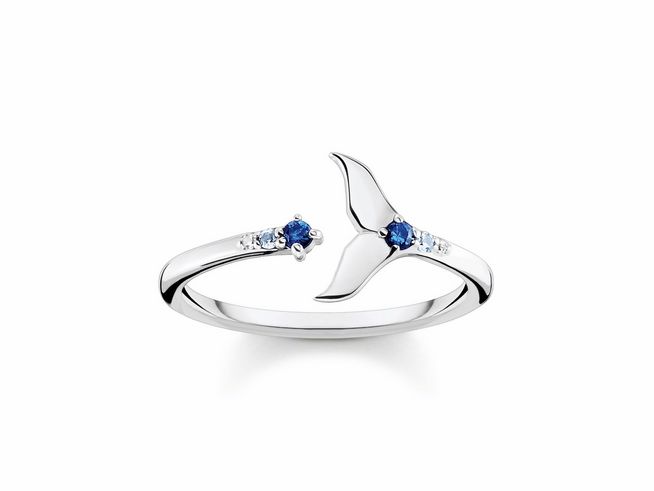 Thomas Sabo Ring TR2386-644-1-52 Delfin Flosse Sterling Silber geschw. - synth. Spinell - Zirkonia - Gr. 52