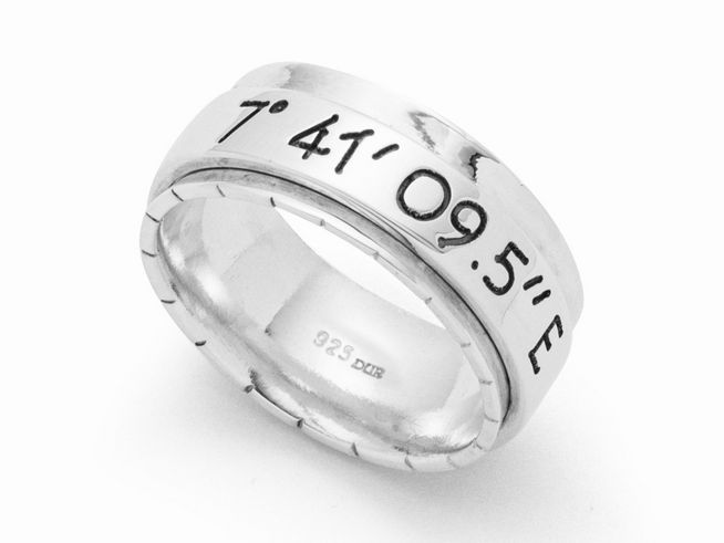 DUR Ring - LieblingsOrt - Koordinaten Individuell - R5001.62 - Sterling Silber rhodiniert - Gr. 62