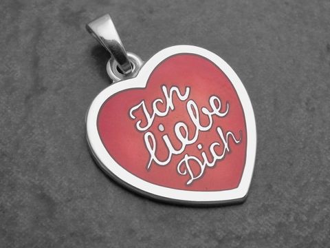 Anhänger - Herz Ich liebe Dich - Sterling Silber rhod. - rot - Lack