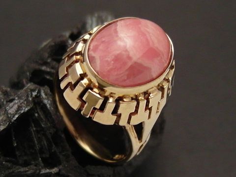 Goldring - imposant - Gold 333 Rhodochrosit - Gr. 56,5