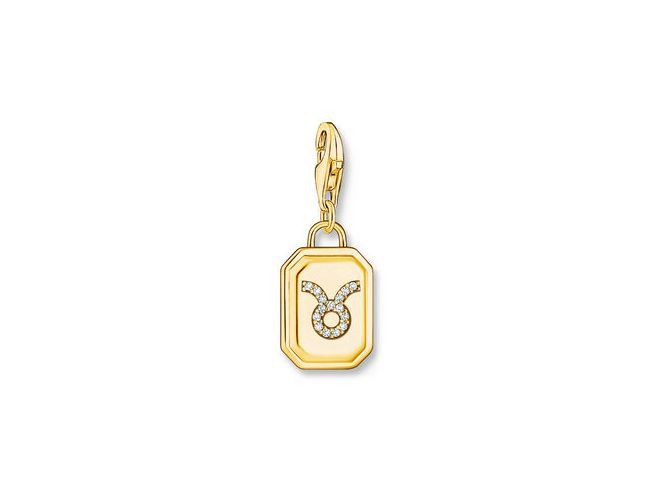 Charm-Anhänger von Thomas Sabo aus Silber mit vergoldeter Oberfläche, Sternzeichen Stier, verziert mit Zirkonia-Steinen, elegantes Design und edle Ausstrahlung, ideal für persönlichen Schmuck.