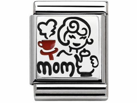 Nomination 332203 11 BIG - Edelstahl - Emaille + Silber - MOM Mutter mit Becher