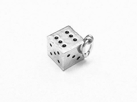 Silber Anhänger Würfel groß - Spiel Glück Cube 123456