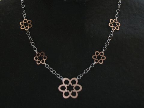 Kette Blume - Sterling Silber - Rosevergoldung 45 cm