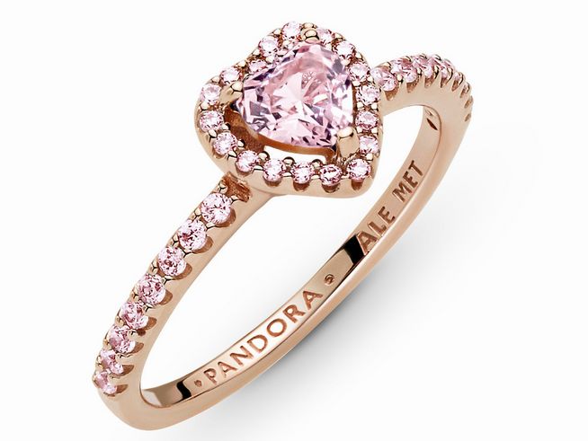 Pandora Ring 188421C04-60 - Funkelnder mit Herz - Roségold Vergoldung - Kristall - Pink - Gr. 60