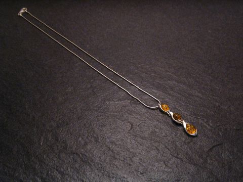 Kette inkl. Bernstein Anhänger - 43cm - Sterling Silber