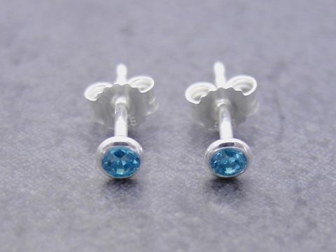 Ohrringe Kreis - Sterling Silber - filigran - Zirkonia - hellblau