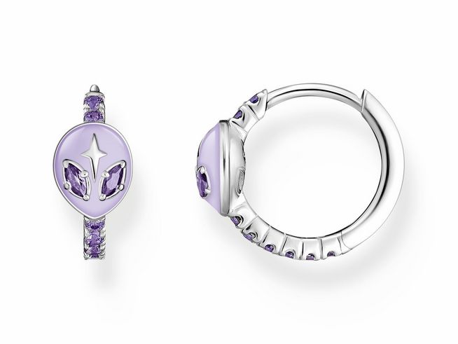 Thomas Sabo Creolen CR721-041-13 - Silber & Emaille & Zirkonia - Violett - Alien leuchtend