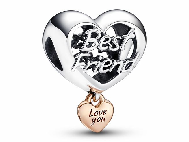 Pandora - Love You Best Friend Herz-Charm - 782243C00 - 585 RoségoldVerg. + Silber