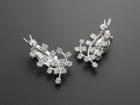 Strass Ohrclip - glanzvoll - weiß - Strass Schmuck