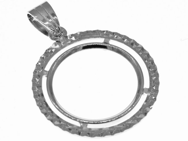 Münzfassung Anhänger - diamantiert - 20 mm max. Münzen Durchmesser - 925 Sterling Silber