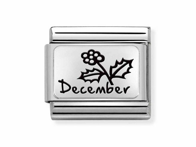 Nomination Classic Silber 330112 24 - Edelstahl - Sterling Silber charm - Monatsblumen Dezember