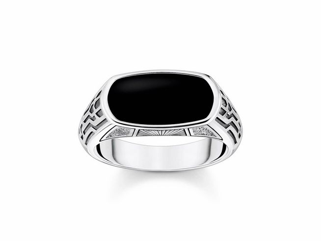 Thomas Sabo TR2429-507-11-58 Ring - Silber geschw. + Achat - schwarz - Gr. 58